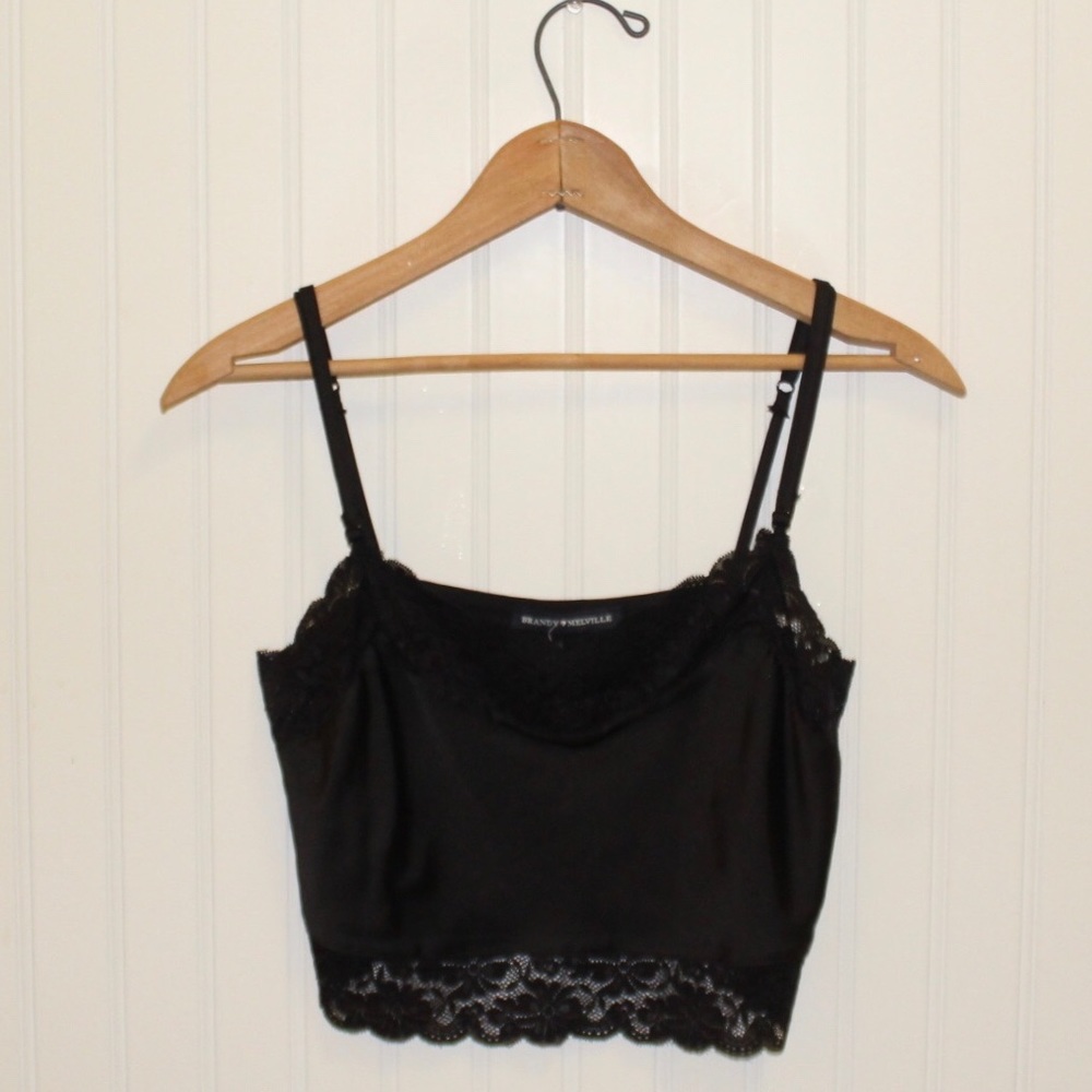 Brandy Melville black lace crop top